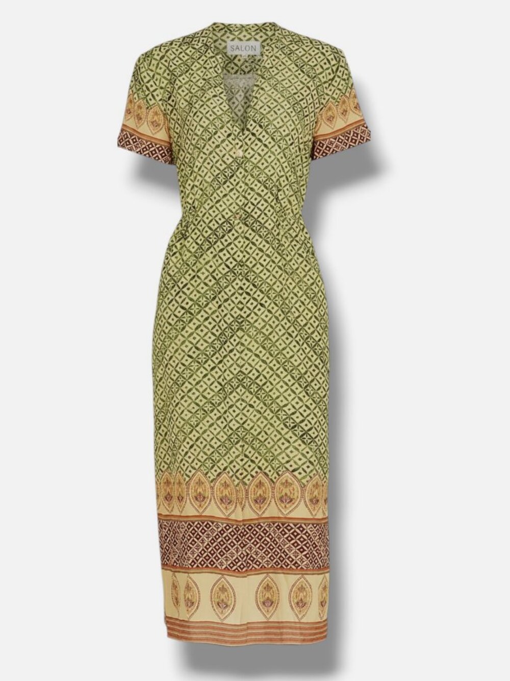 Saloni Women's Green Vicki Silk Midi-Dress Size 2